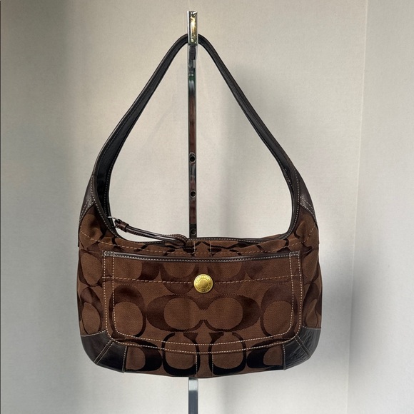 Y2K Coach Signature Canvas Leather Shoulder Bag 11290 - Picture 1 of 11